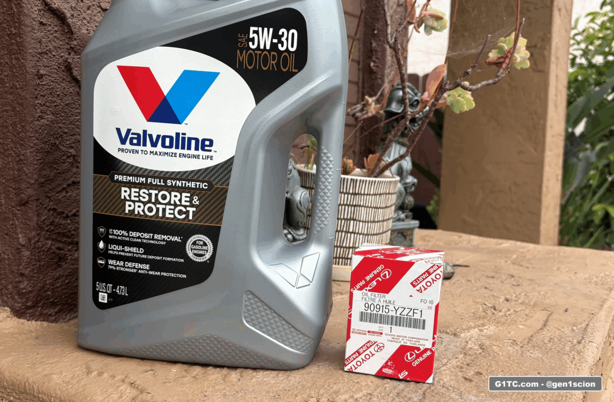 Valvoline restore and protect 5W-30 OEM Toyota 90915-YZZF1 oil filters for 2005-2010 Scion tC