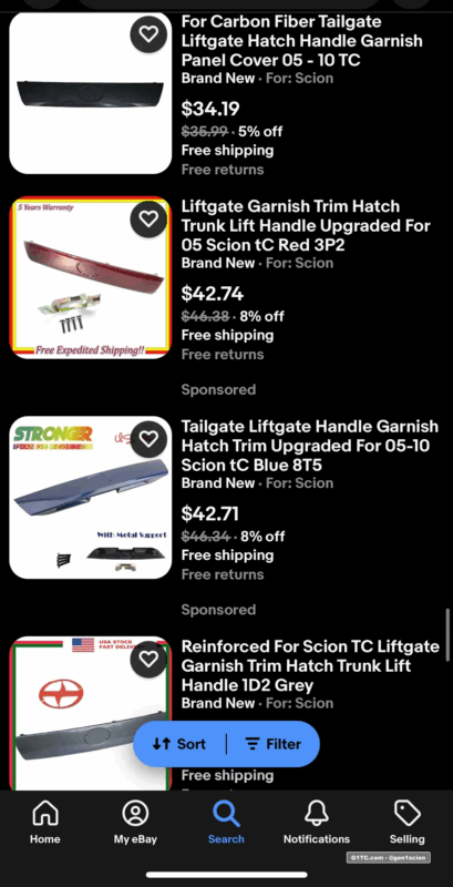 various color matched replacement trunk hatch garnishes on ebay