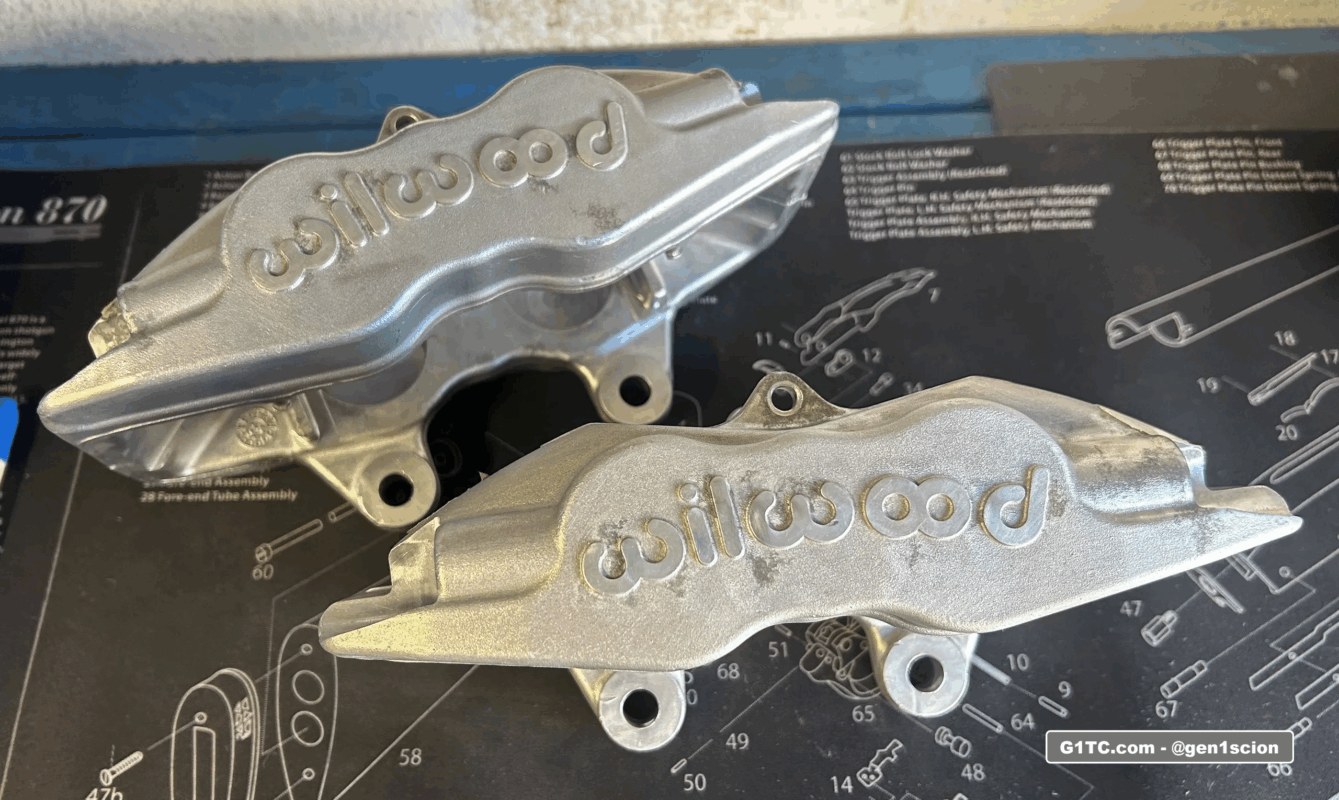 Wilwood scion tC BBK raised lettering style front calipers
