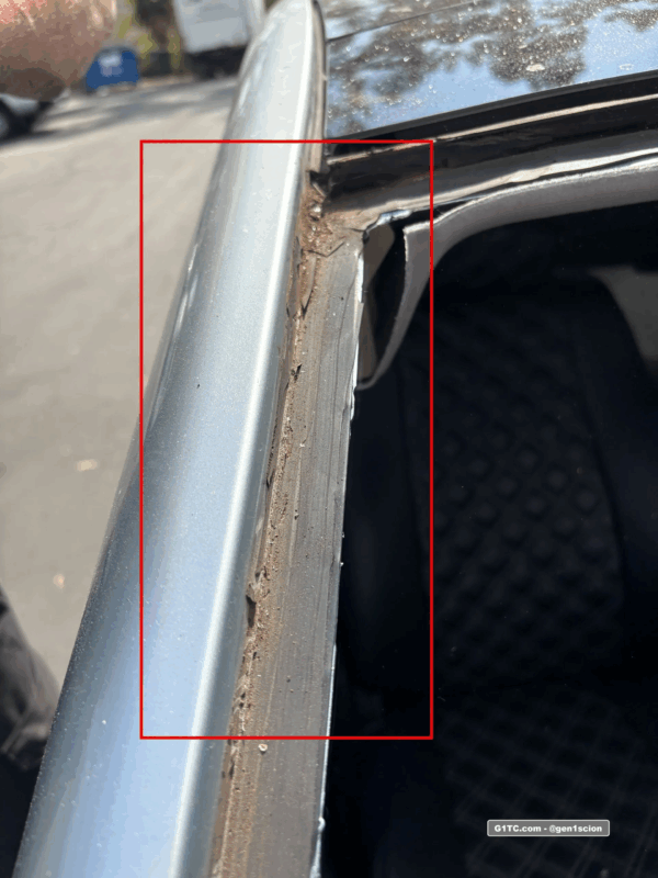 windshield repair rust in rain channel passenger side