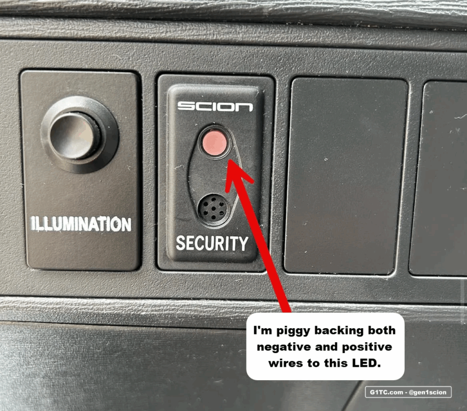 wiring the door card mounted LEDs to the existing scion LED unit