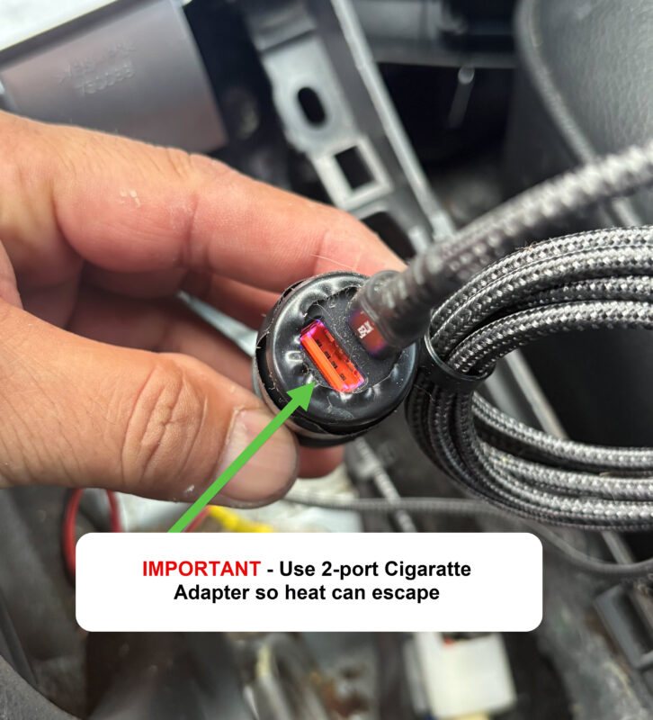 2 port usb adapter in hardwired cigarette lighter socket