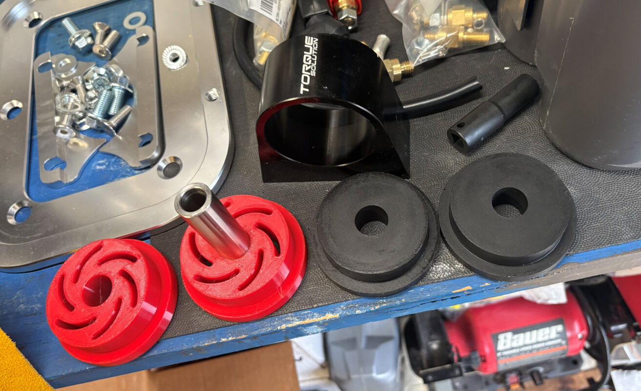 Custom 3D printed slotted 95 TPU motor mount bushing compatible with TS sleeve fitting