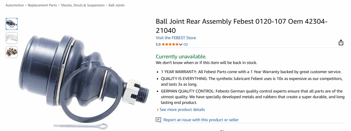 febest 0120-107 Scion tC rear ball joint on Amazon