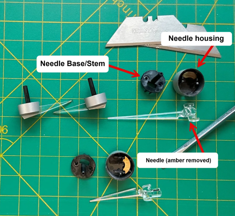 oem style red needle swap disassembled
