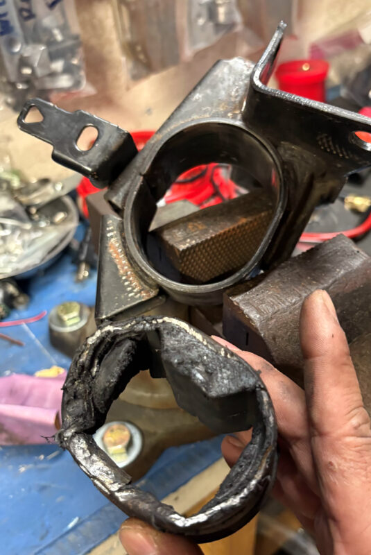 transmission mount bushing sleeve removed