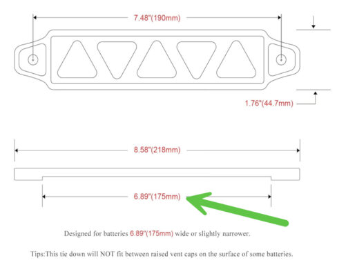battery tie inside measurement
