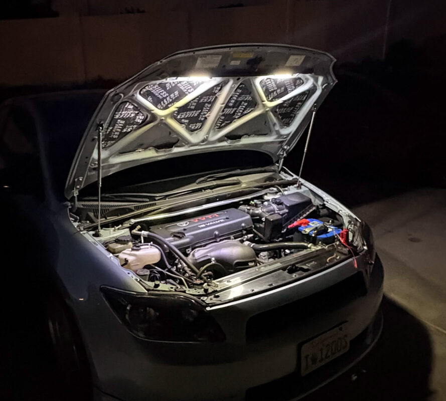 custom under hood engine bay LED work light install
