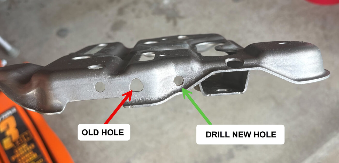 drill new hole battery tray