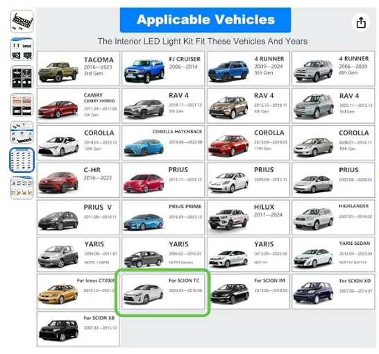 rear dome light vehicles