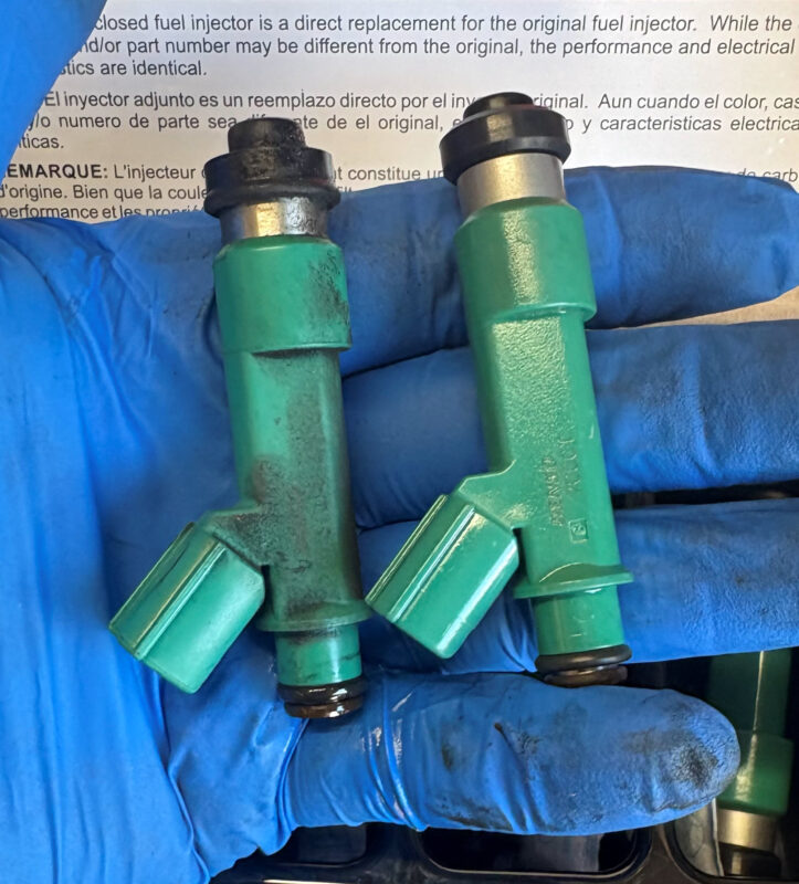 denso injector old vs reman side view