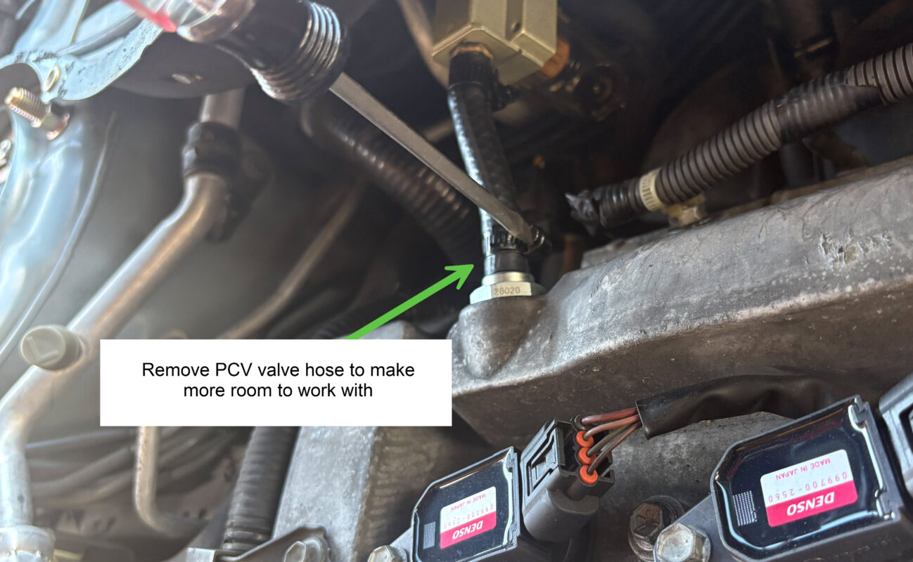 Fuel rail removal pcv valve hose